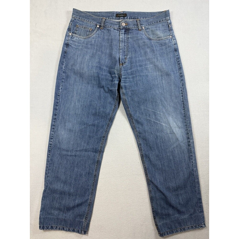 Canali Sportswear Mens Jeans 36x30 Blue Denim Straight Leg Italy Casual
